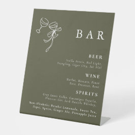 HEIDI Olive Green Wedding Bar Sign Sockelschild