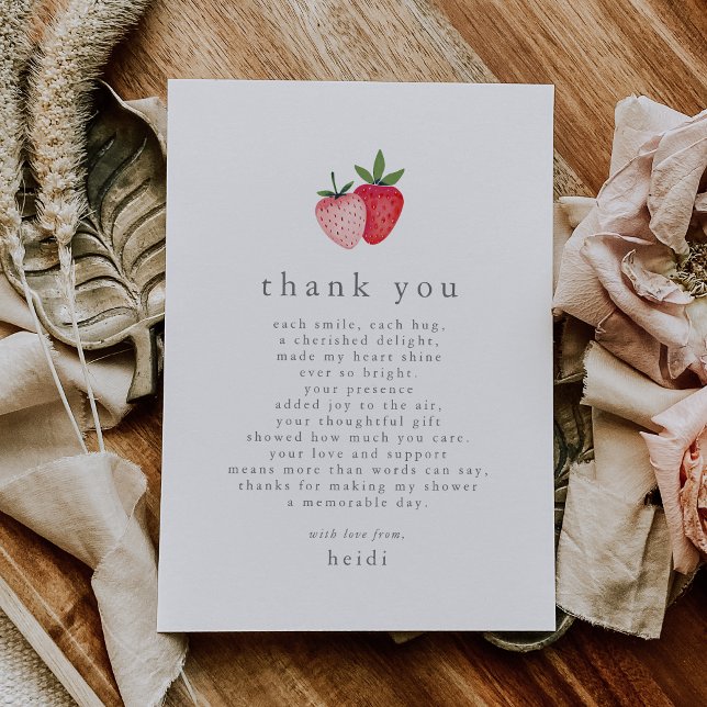 HEIDI Pink Berry Sweet Strawberry Girl Babydusche Dankeskarte (HEIDI Pink Berry Sweet Strawberry Girl Baby Shower Thank You Card)