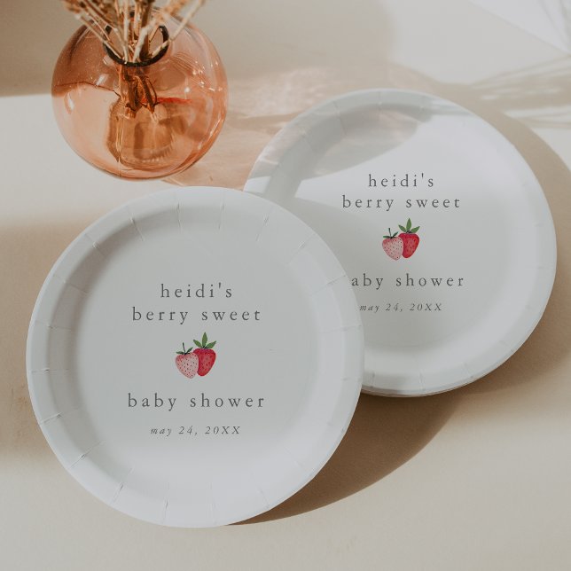HEIDI Pink Berry Sweet Strawberry Girl Babydusche Pappteller (HEIDI Pink Berry Sweet Strawberry Girl Baby Shower Paper Plates)
