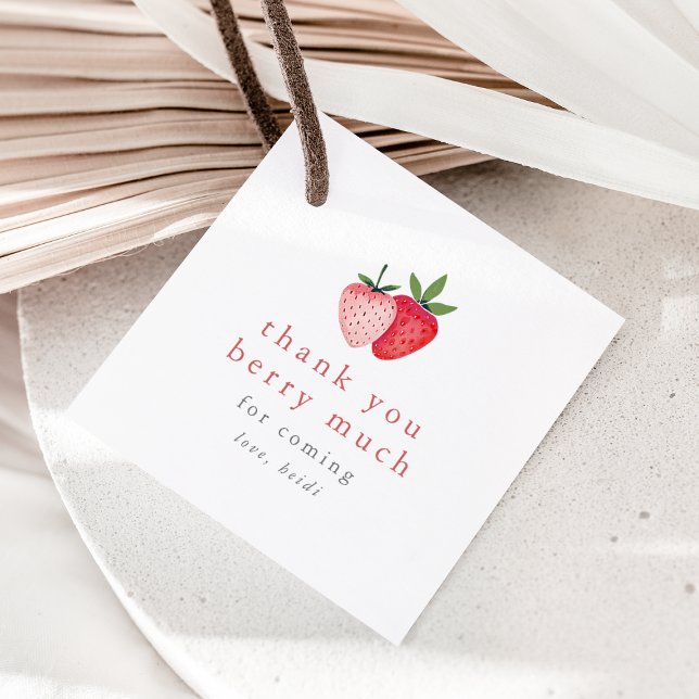 HEIDI Pink Strawberry Girl Danke Berry Much Geschenkanhänger (HEIDI Pink Strawberry Girl Thank You Berry Much Favor Tags)