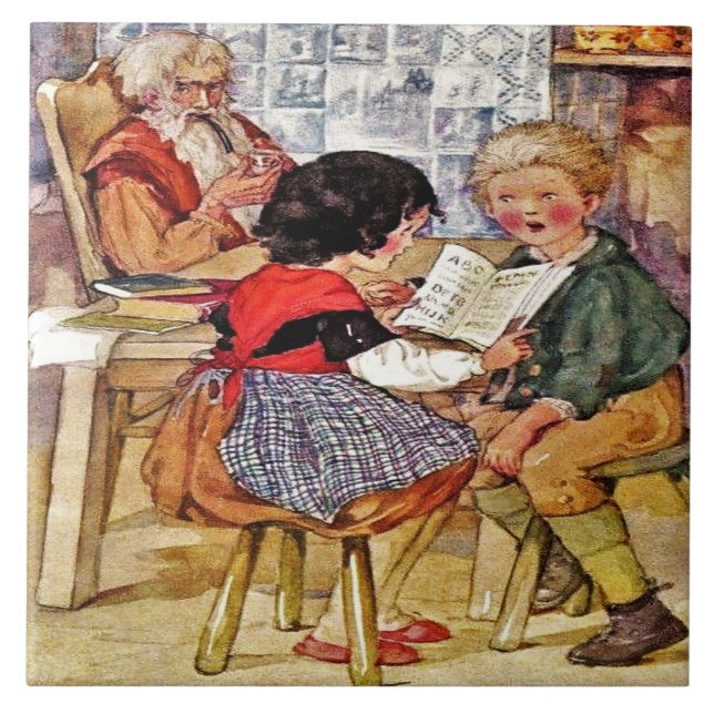Heidi Reading Jessie Wilcox Smith Fliese (Vorderseite)