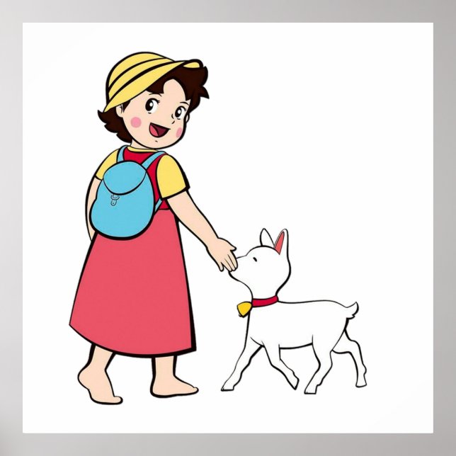 Heidi und kleine Ziege Poster (Vorne)