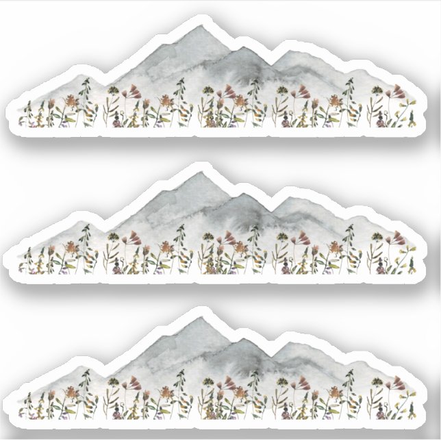 HEIDI Wasserfarbengebirge & farbenfrohe Wildblumen Aufkleber (Vorderseite)