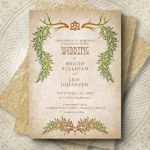 Heidnische keltische Herbstlaub-Hochzeit Einladung