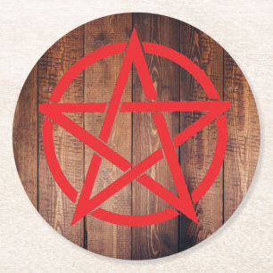 Heidnische Pentagramm-Untersetzer mit heiligem Sch Runder Pappuntersetzer
