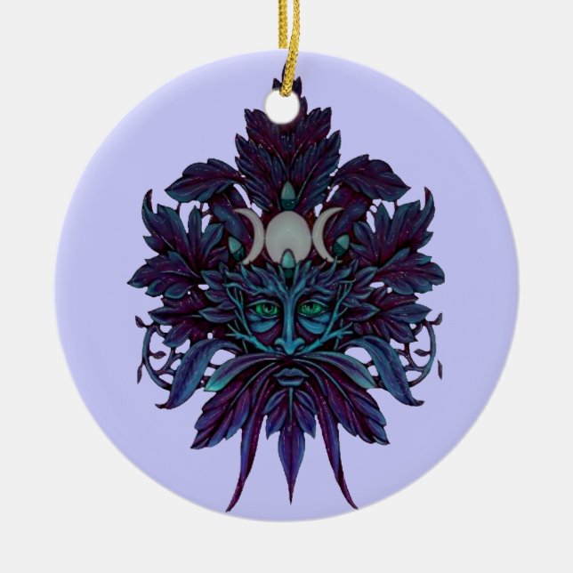 Heidnischer Mitarbeiter-Dreiergruppen-Mond Wiccan Keramik Ornament (Vorne)