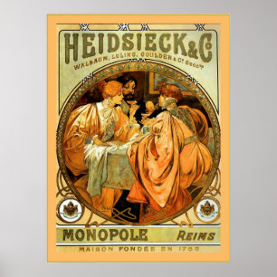 Heidsieck und Co. Vintag Mucha Champagne Poster