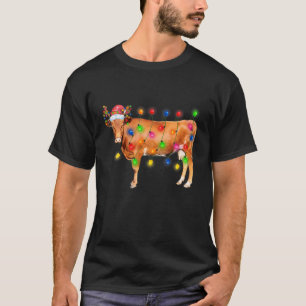 Heifer Cow Weihnachtslicht Funny Weihnachtsmannmüt T-Shirt