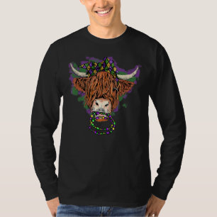 Heifer Cows Mardi Gras Messy Bun Bauer Fat Tuesda T-Shirt