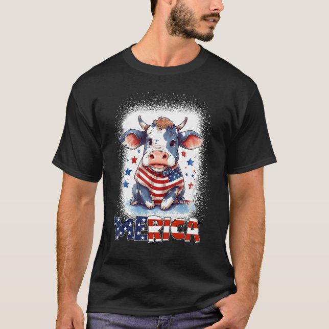 Heifer Patriotic Cow 4th of July Fireworks Moorica T-Shirt (Vorderseite)