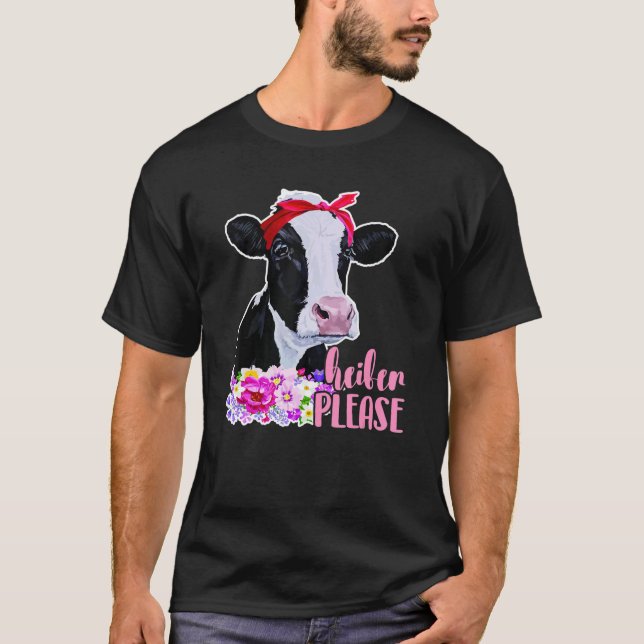 Heifer Please Cute Cow Wearing Glasses And Turban T-Shirt (Vorderseite)