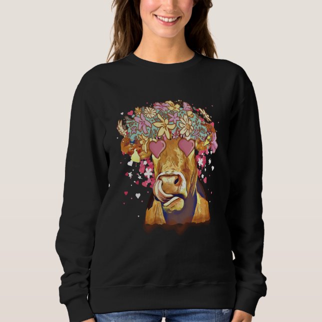 Heifer Valentines Day Western Highland Cow  3 Sweatshirt (Vorderseite)