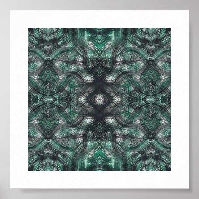 Heights Dark Green Abstract Watercolor Art Poster (Vorne)