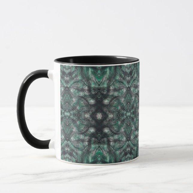 Heights Dark Green Abstract Watercolor Art Tasse (Links)