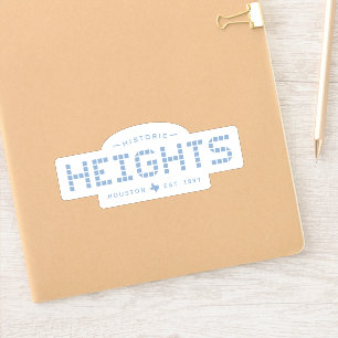 Heights-Kachel, Blaue Kachel, Houston Heights Aufkleber