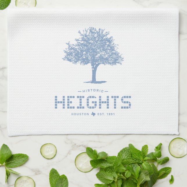 Heights Tile & Tree, Blue Tile, Houston Heights Geschirrtuch (Gefaltet)