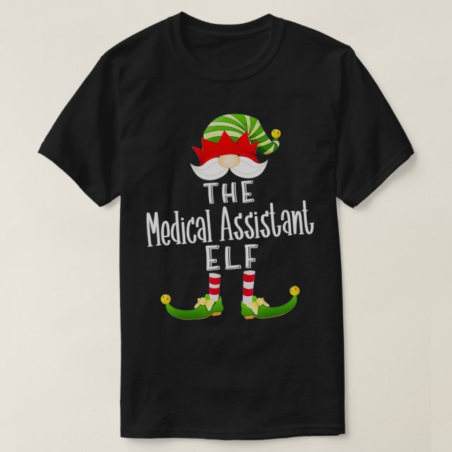 Heilassistent Elf Gruppe Weihnachten Funny Pajama T-Shirt (Design vorne)