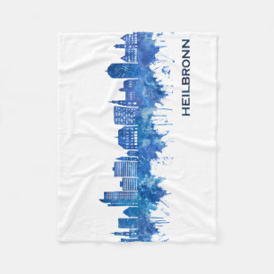 Heilbronn Germany Skyline Blue Fleecedecke