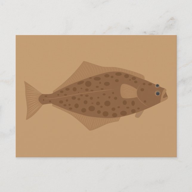 Heilbutt Fisch Postkarte (Vorderseite)