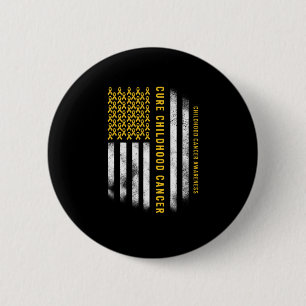 Heile Kinderkrebs Goldene Schleife USA-Flagge Unte Button