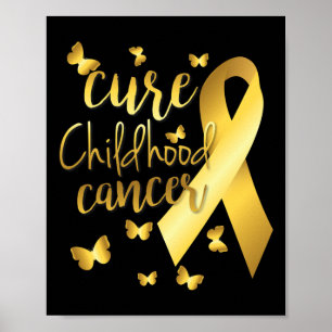 Heile Kinderkrebs mit goldenem Band Poster