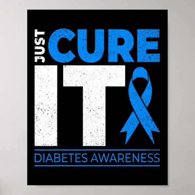 Heilen Sie es Diabetes Awareness Blue Ribbon Diabe Poster (Vorne)