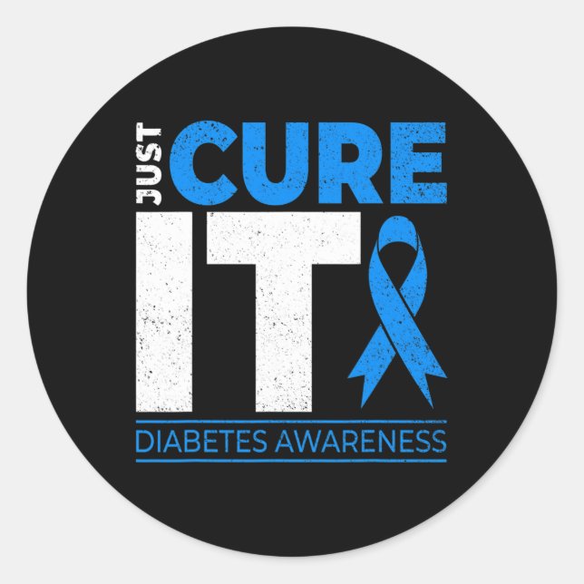Heilen Sie es Diabetes Awareness Blue Ribbon Diabe Runder Aufkleber (Vorderseite)
