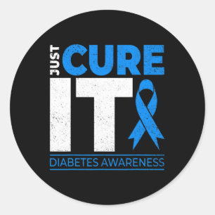 Heilen Sie es Diabetes Awareness Blue Ribbon Diabe Runder Aufkleber