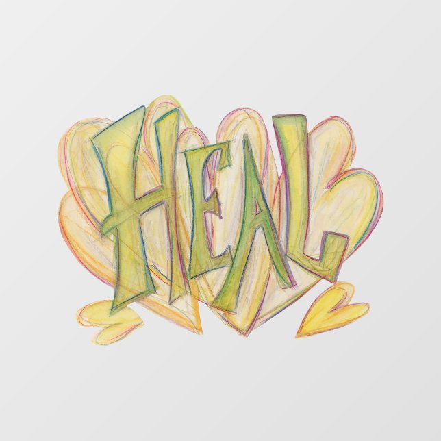 Heilen von Herz Word Art Inspiration Fensterklamme Fensteraufkleber (Blatt)