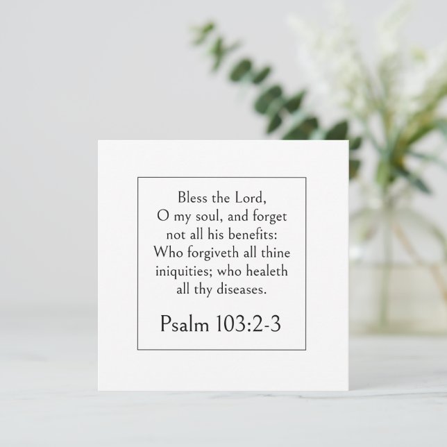 heilende Bibelstelle, Psalm 103:2-3 Schrift,  (Stehend Vorderseite)