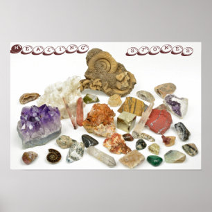 Heilende Steine, ametyst, Quarz, Opal, Tourmaline Poster