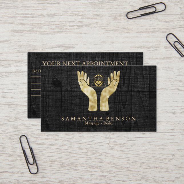 Heilhandgeber Symbol Chakra Reiki Practitioner Visitenkarte (Vorderseite/Rückseite Beispiel)