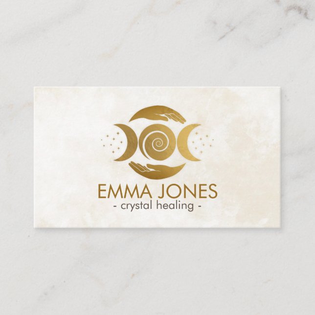 Heilhandschuhe - Triple Moon - Goldene Visitenkart Visitenkarte (Vorderseite)