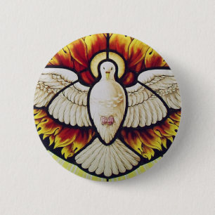 Heilig-Geist-Taube-Buntglas Button