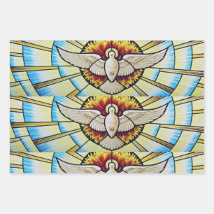 Heilig-Geist-Taube-Buntglas Geschenkpapier Set