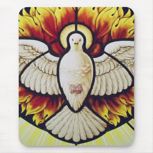 Heilig-Geist-Taube-Buntglas Mousepad (Vorne)