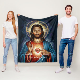 Heilig Herz Jesu Künstlerische Kreidezeichnung Fleecedecke