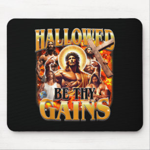 Heilig seien deine Gewinne Vintage Lustiger Fitnes Mousepad