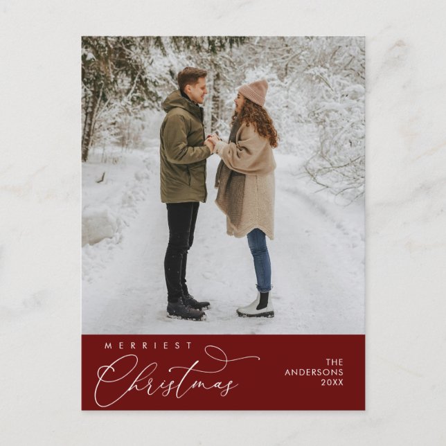 Heiligabend Foto, romantischer Gruß Postkarte (Vorderseite)