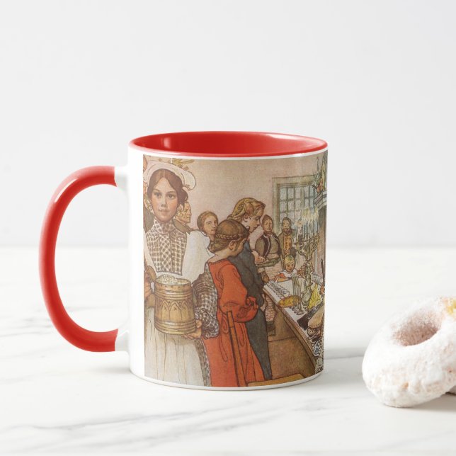 Heiligabend von Carl Larsson, Vintager Urlaub Tasse (Mit Donut)