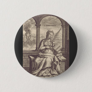 Heilige Anastasia die Befreierin Schwarz-Weiß-Kuns Button