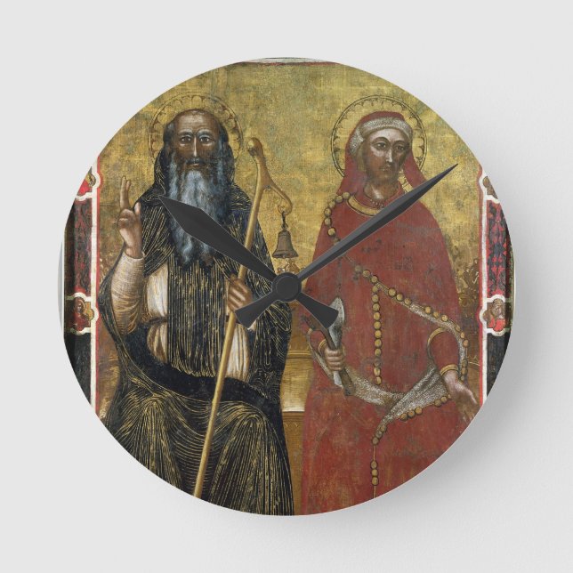 Heilige Anthony Abbot und Eligius - Malerei Runde Wanduhr (Vorderseite)