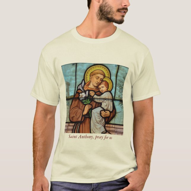 Heilige Anthony beten uns katholisches religiöses  T-Shirt (Vorderseite)