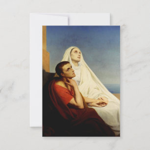 Heilige Augustinus und Monica Heiligenbildchen Dankeskarte