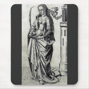 Heilige Barbara vom Turm Sakrale Grafik-Kunst Mousepad