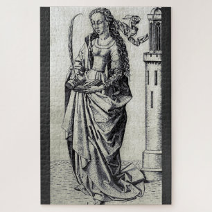 Heilige Barbara vom Turm Sakrale Grafik-Kunst Puzzle
