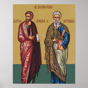 Heilige Bartholomäus und Barnabas Ikonen Druck Poster