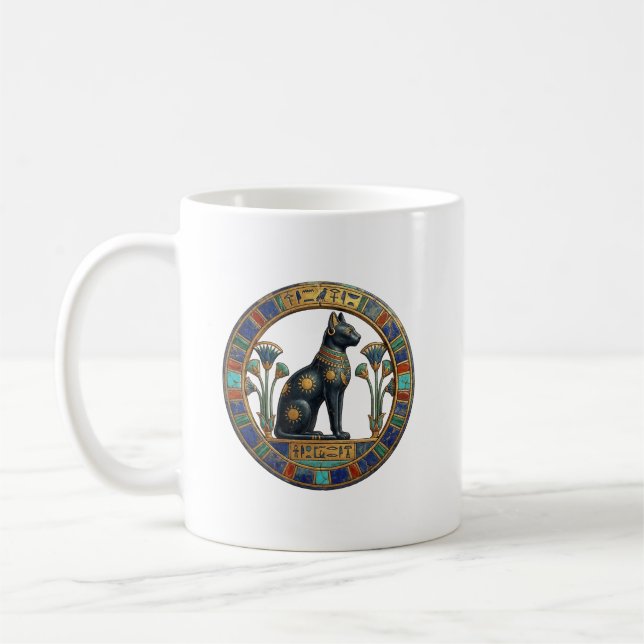 Heilige Bastet: Altägyptische Katzengöttin Kaffeetasse (Links)