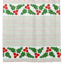 Heilige Beere und rote, grüne Streifen Weihnachten Duschvorhang