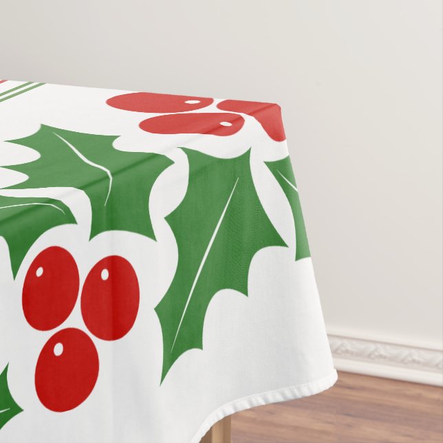 Heilige Beere und rote, grüne Streifen Weihnachten Tischdecke (Beispiel)